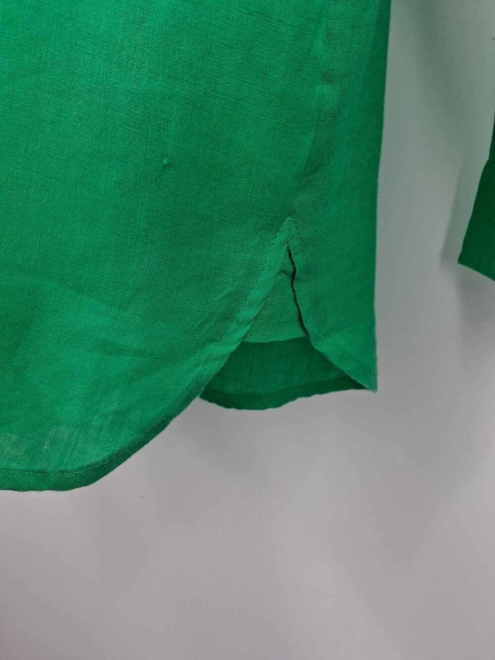 J. Jill Love Linen Green Button-Up Shirt Size Small 100% Linen Long Sleeve - Picture 6 of 8